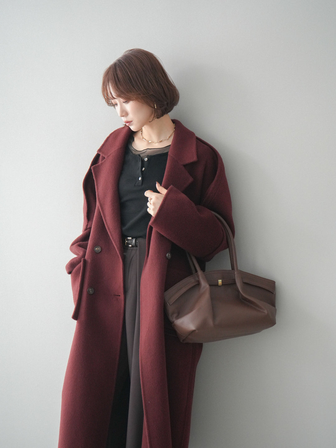 [SET]カシミヤダブルブレストロングコート+選べるアクセセット(2set)