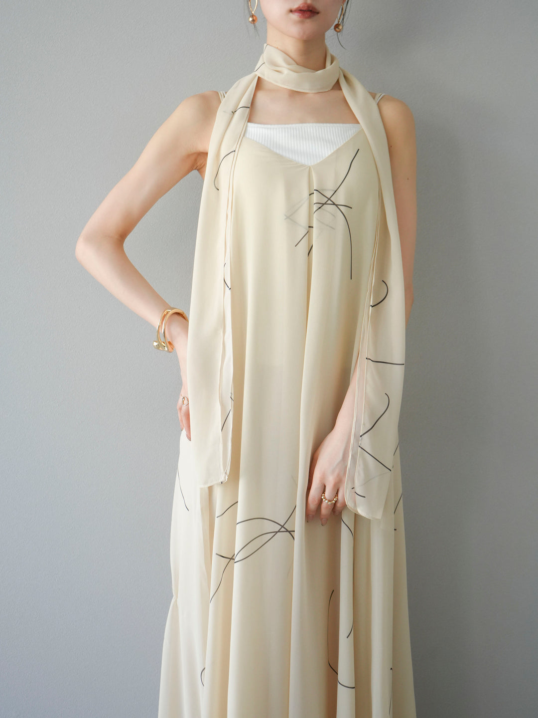 【預購】Pen-touch 雪紡吊帶洋裝/象牙白
