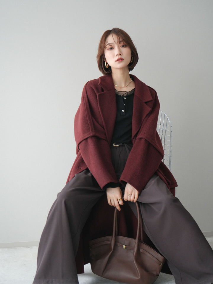 [20%オフ]カシミヤ100%ダブルブレストロングコート/red