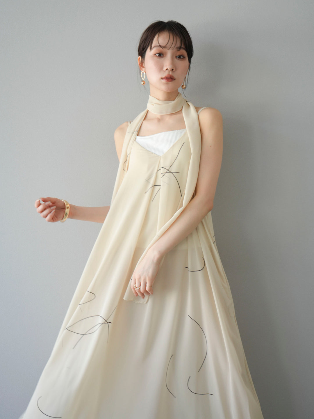 【預購】Pen-touch 雪紡吊帶洋裝/象牙白