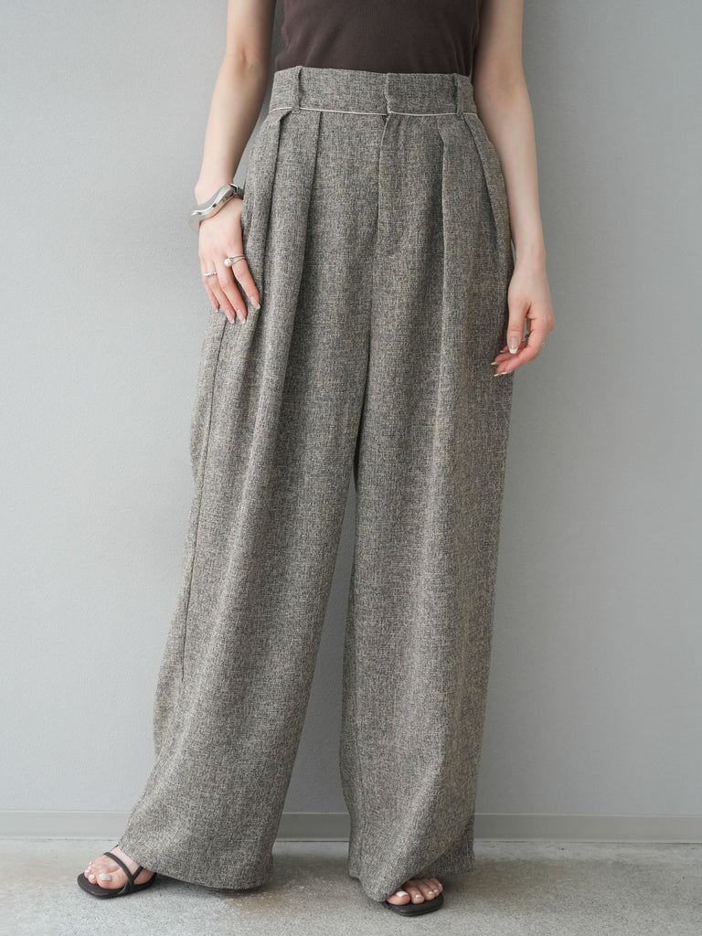 予約]サマーツイードワイドパンツ/ブラウン – Lumier