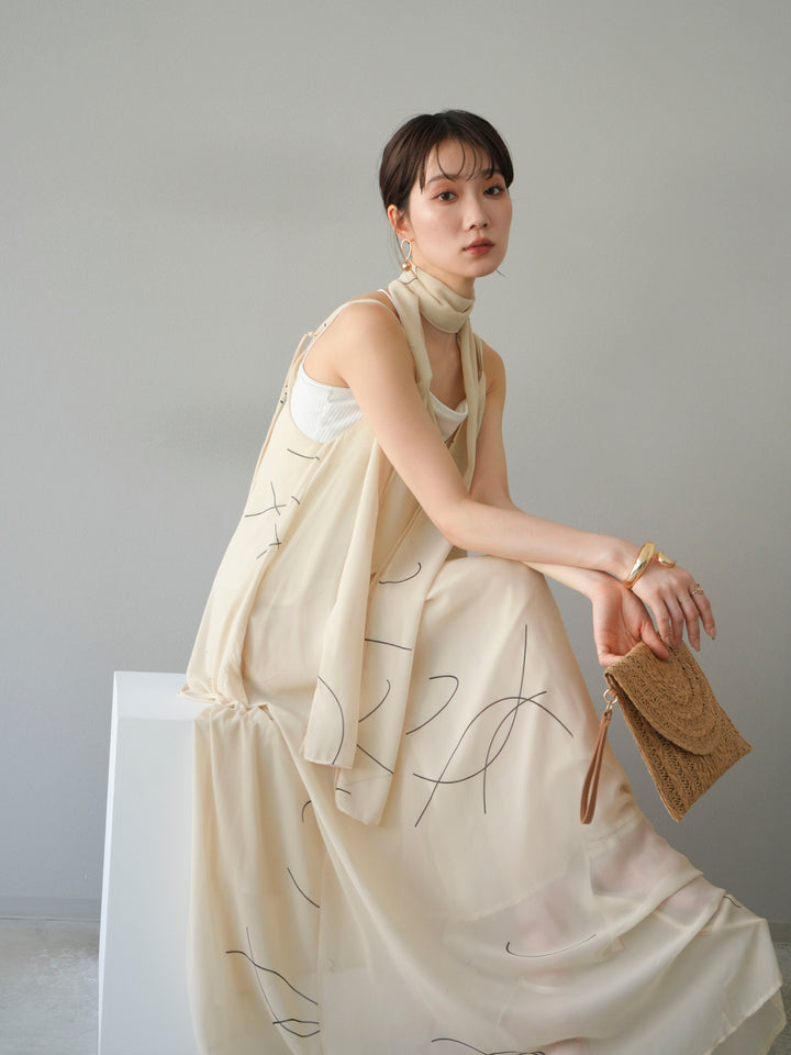 【預購】Pen-touch 雪紡吊帶洋裝/象牙白