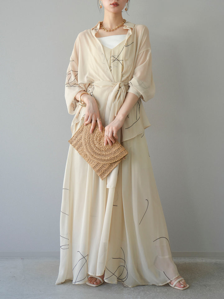 【預購】Pen-touch 雪紡吊帶洋裝/象牙白