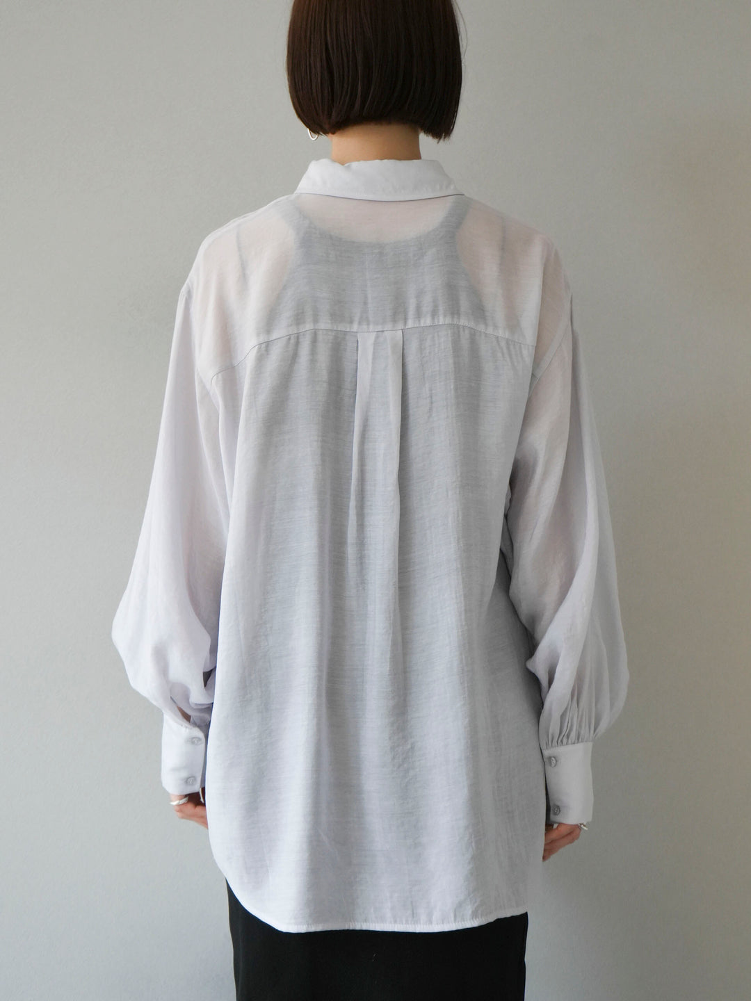 【預訂】捲袖透明套衫/淺灰色