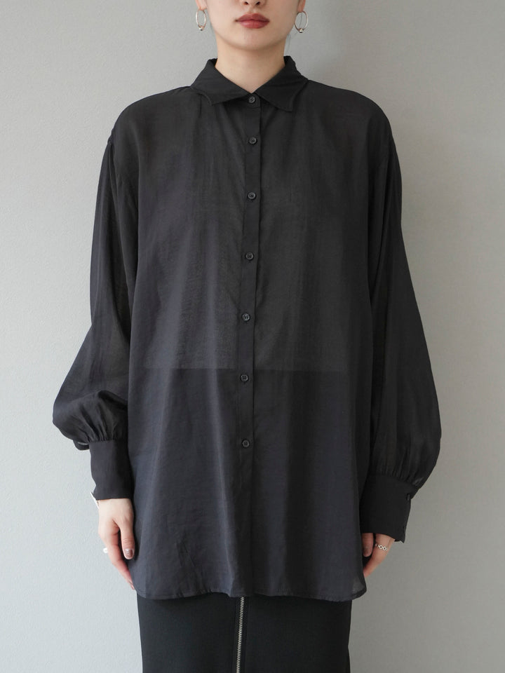 [予約]ボリュームスリーブシアーオーバーシャツ/ブラック