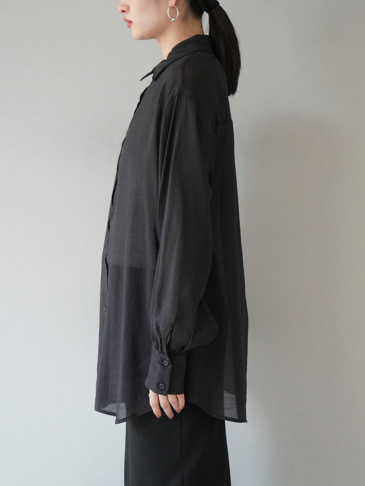 [予約]ボリュームスリーブシアーオーバーシャツ/ブラック