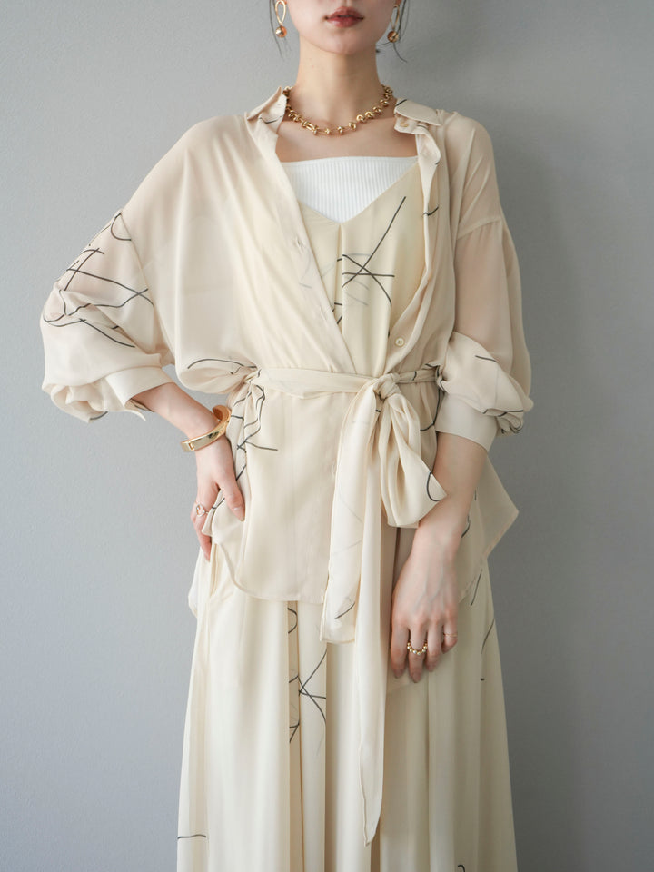 【預購】Pen-touch 雪紡吊帶洋裝/象牙白