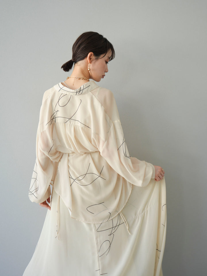 [予約]ペンタッチシフォンシャツ/アイボリー