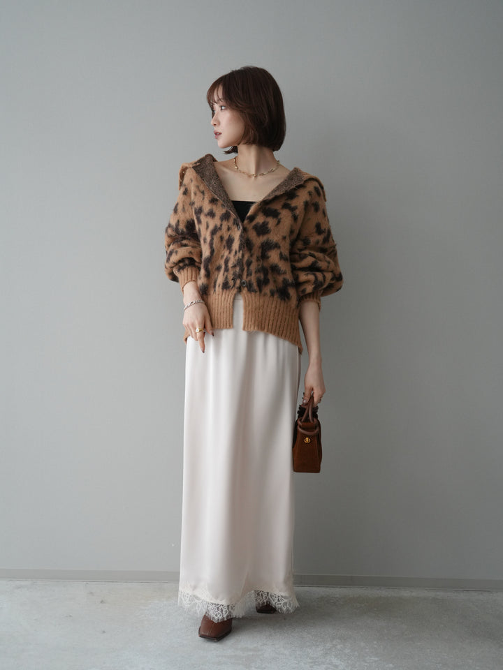 [予約]裾レースサテンナロースカート/ecru