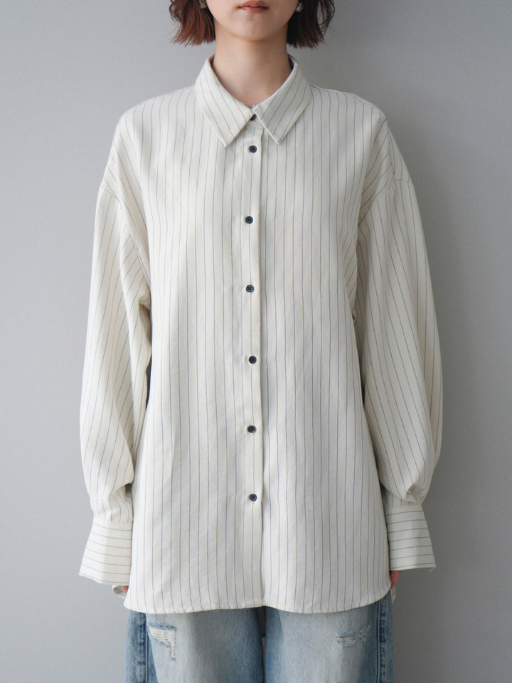 [予約]2WAYカシュクールストライプブラウス/beige