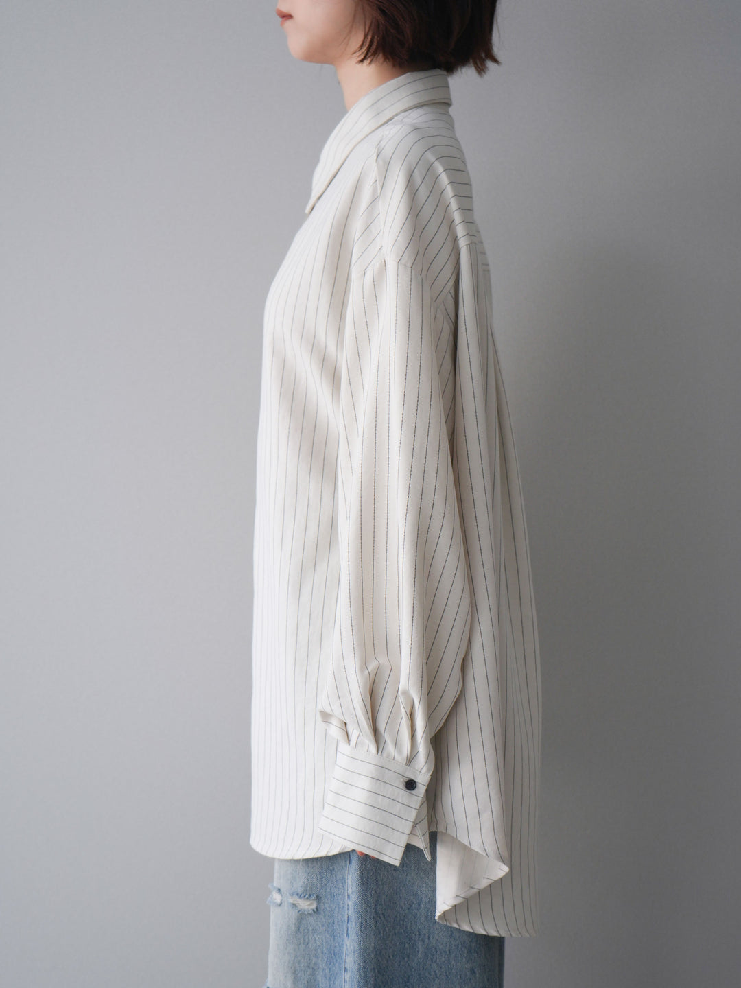 [予約]2WAYカシュクールストライプブラウス/beige