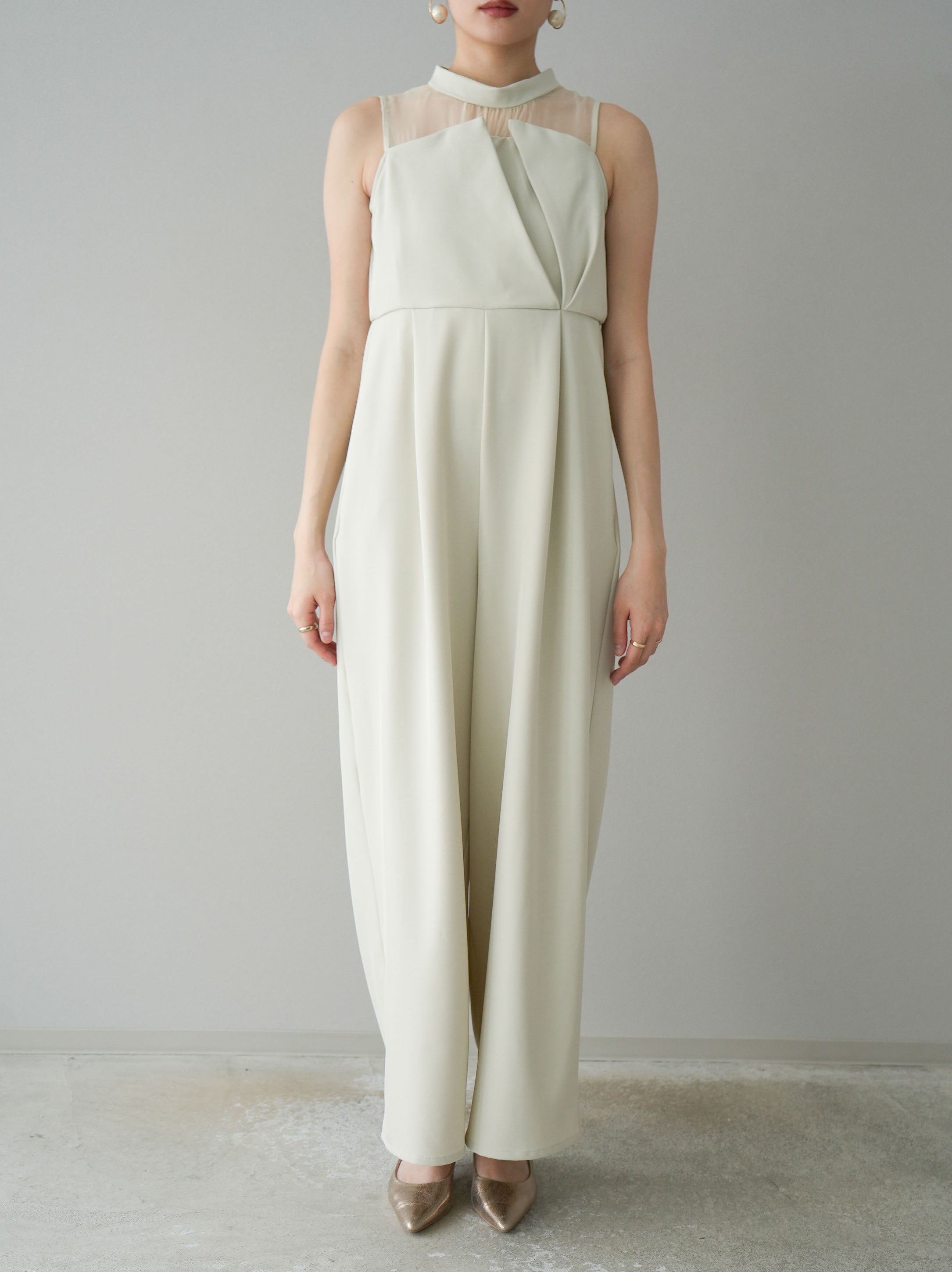 予約]アシンメトリーシアー切替オールインワン/アイボリー – Lumier