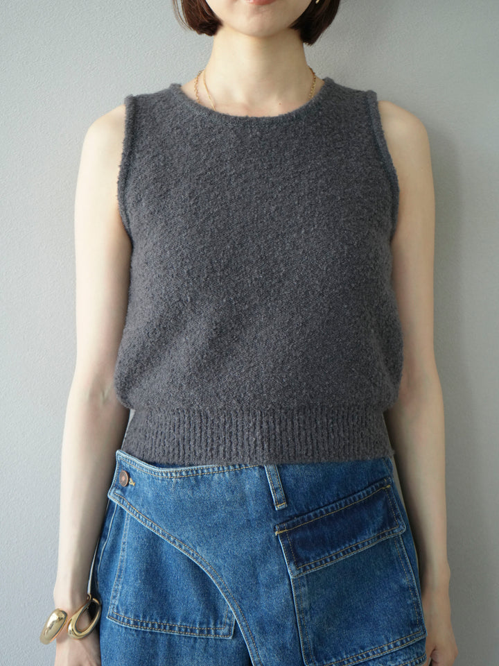 [予約]ブークレニットタンクトップ/チャコール