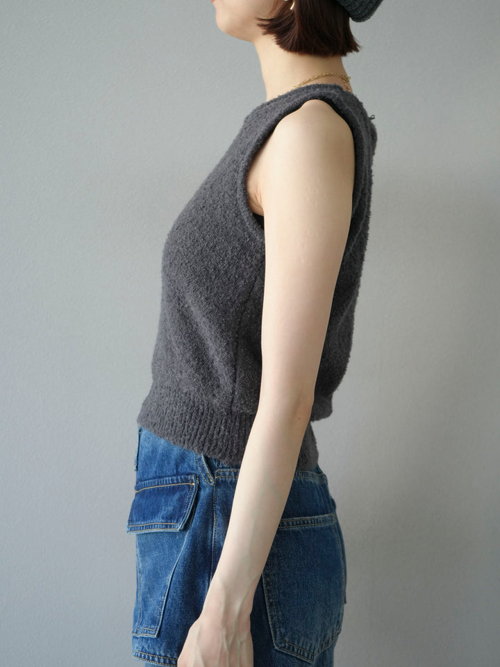 [予約]ブークレニットタンクトップ/チャコール