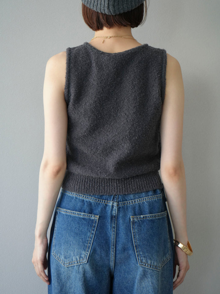 [予約]ブークレニットタンクトップ/チャコール