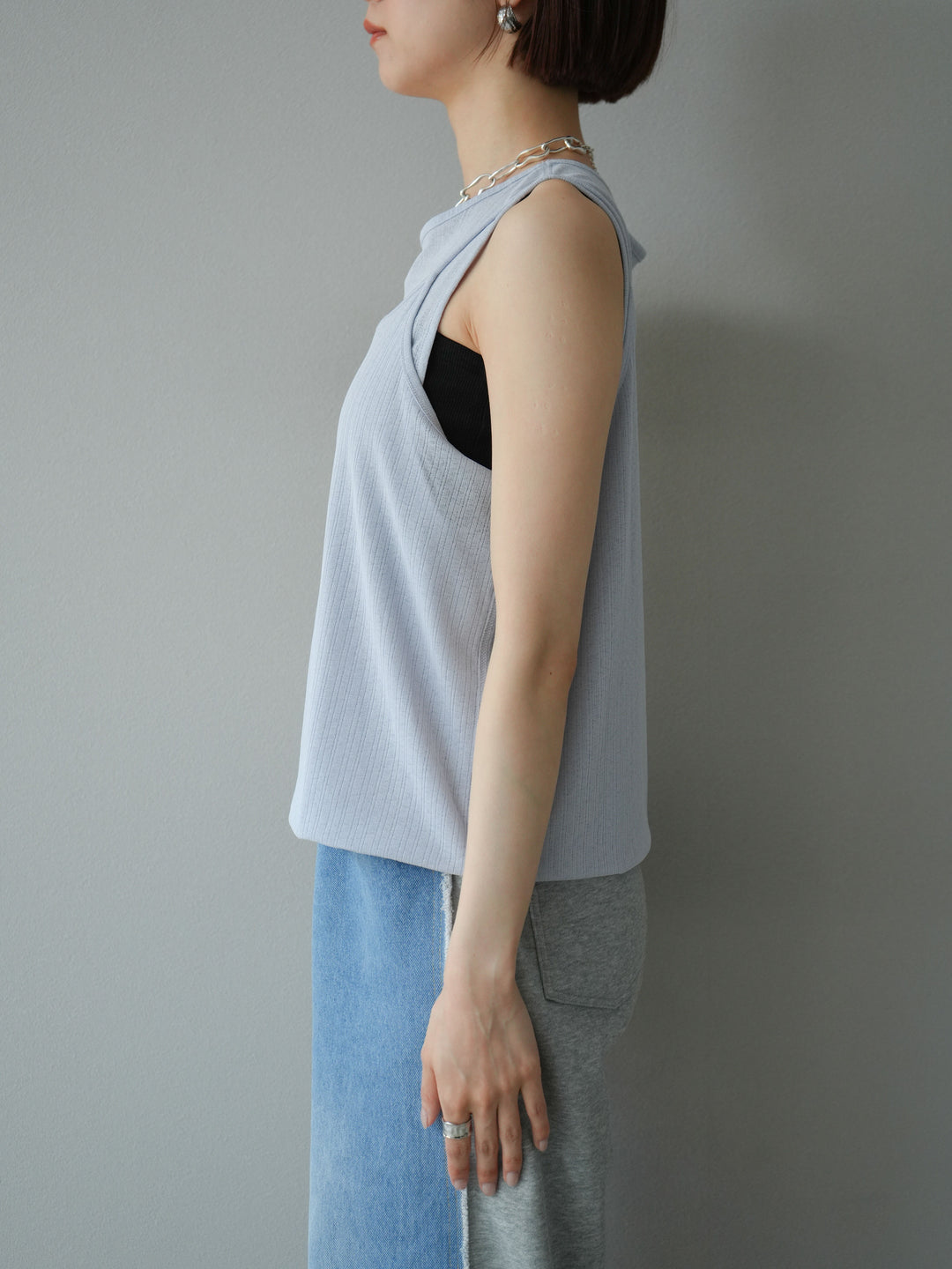 [予約]アイスタッチ2WAYデザインキャミタンク/ブルー