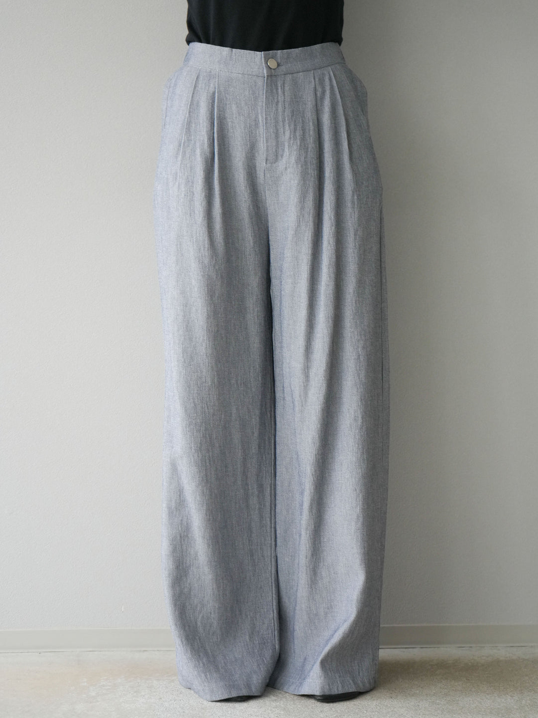 [SET]リネンタッチハーフシャツ＆ラップワイドパンツSET UP(2set)