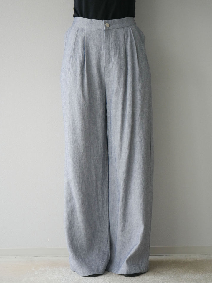 [SET]リネンタッチハーフシャツ＆ラップワイドパンツSET UP(2set)