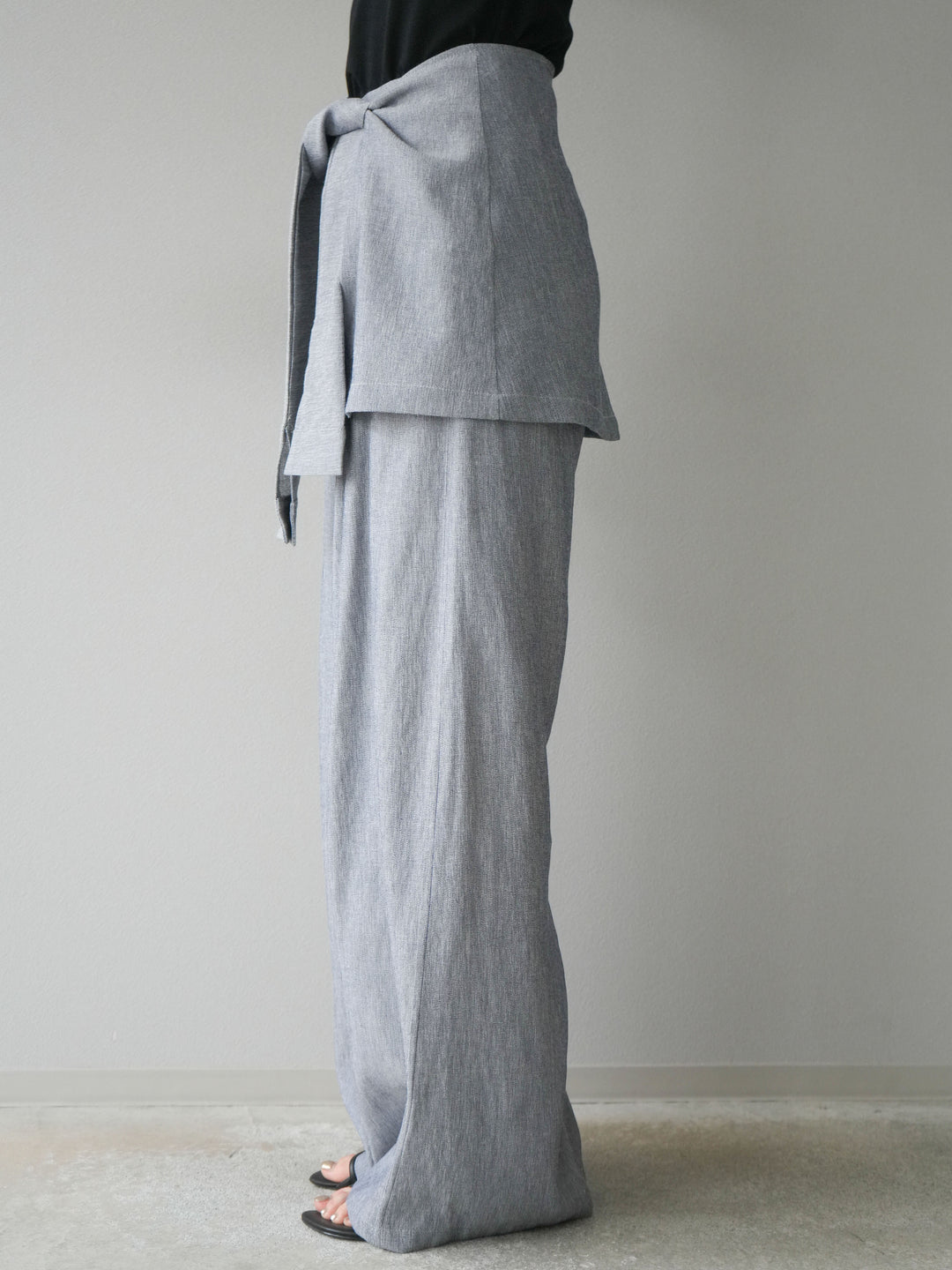 [SET]リネンタッチハーフシャツ＆ラップワイドパンツSET UP(2set)