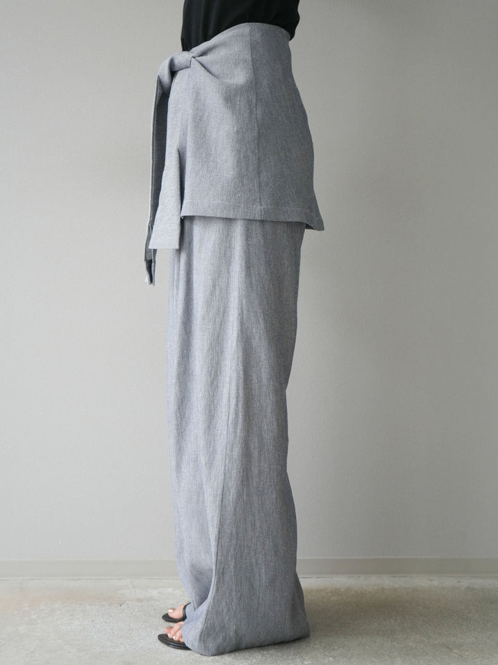 [SET]リネンタッチハーフシャツ＆ラップワイドパンツSET UP(2set)