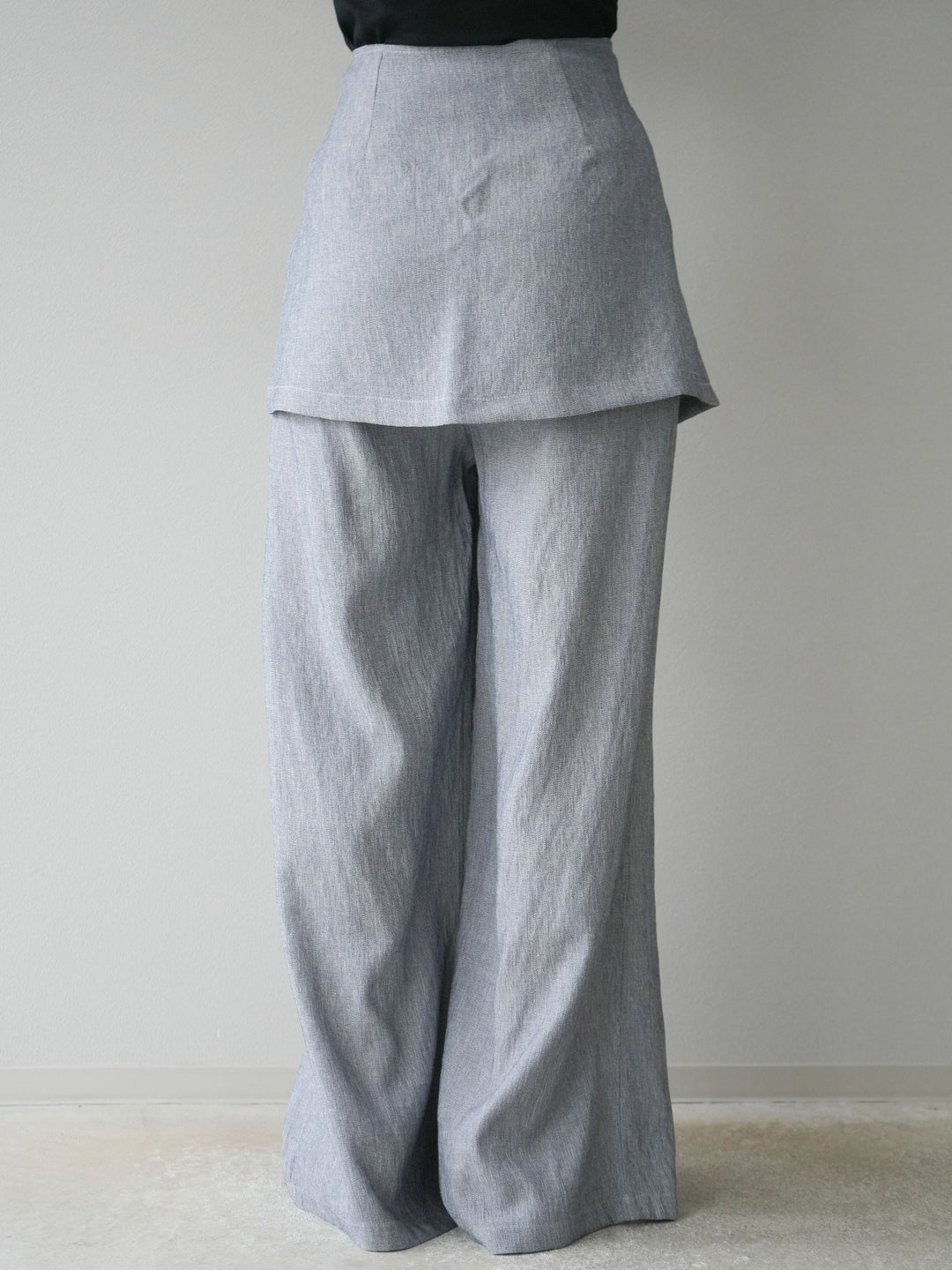 [SET]リネンタッチハーフシャツ＆ラップワイドパンツSET UP(2set)