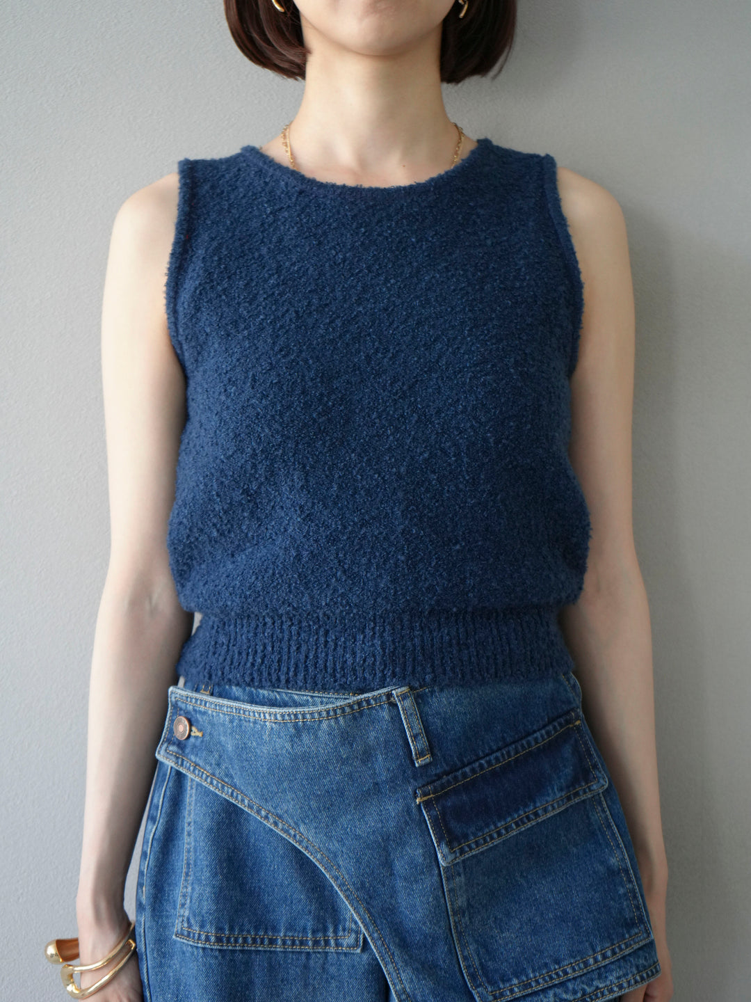 [予約]ブークレニットタンクトップ/ブルー