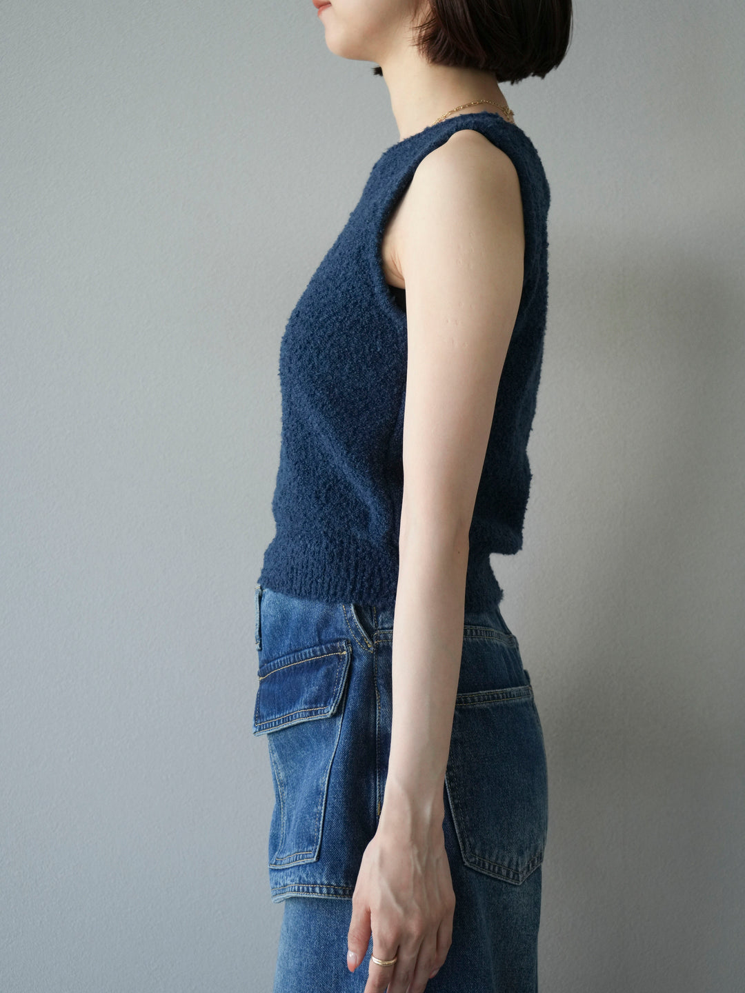 [予約]ブークレニットタンクトップ/ブルー