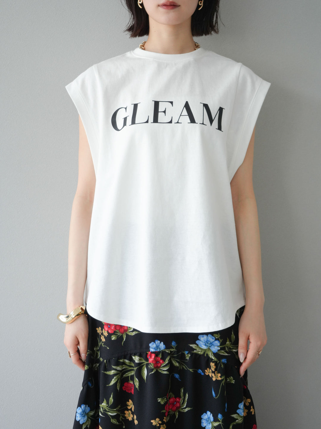 [預訂] 後標logo印花美國棉質T卹/米白色