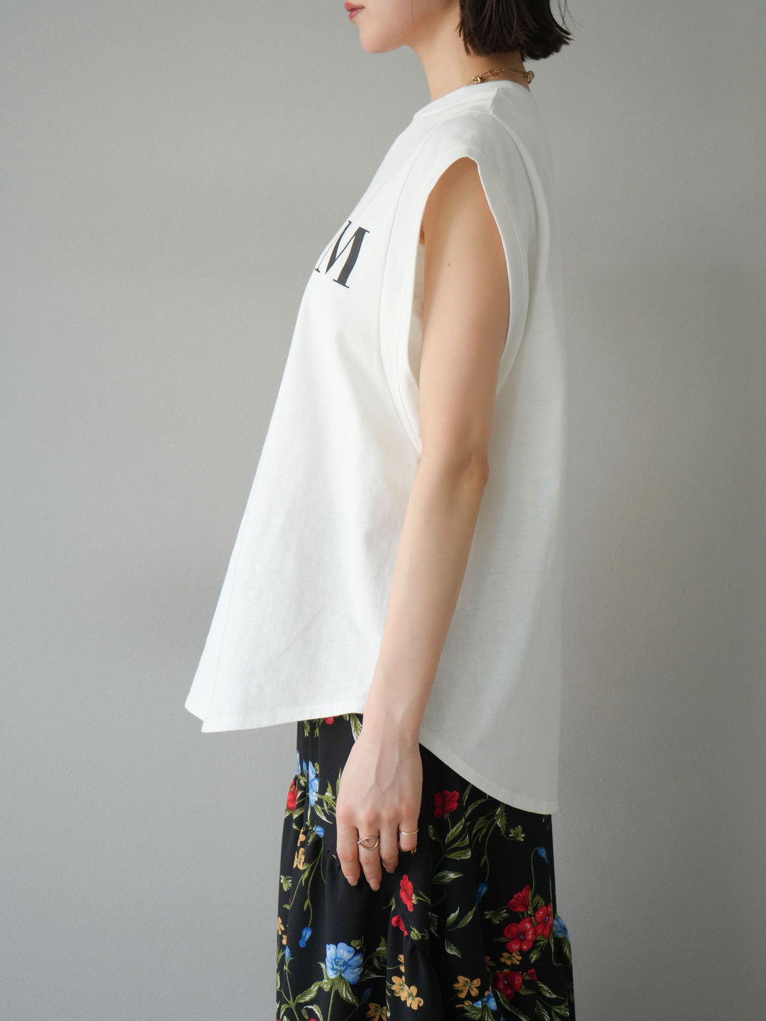 [預訂] 後標logo印花美國棉質T卹/米白色