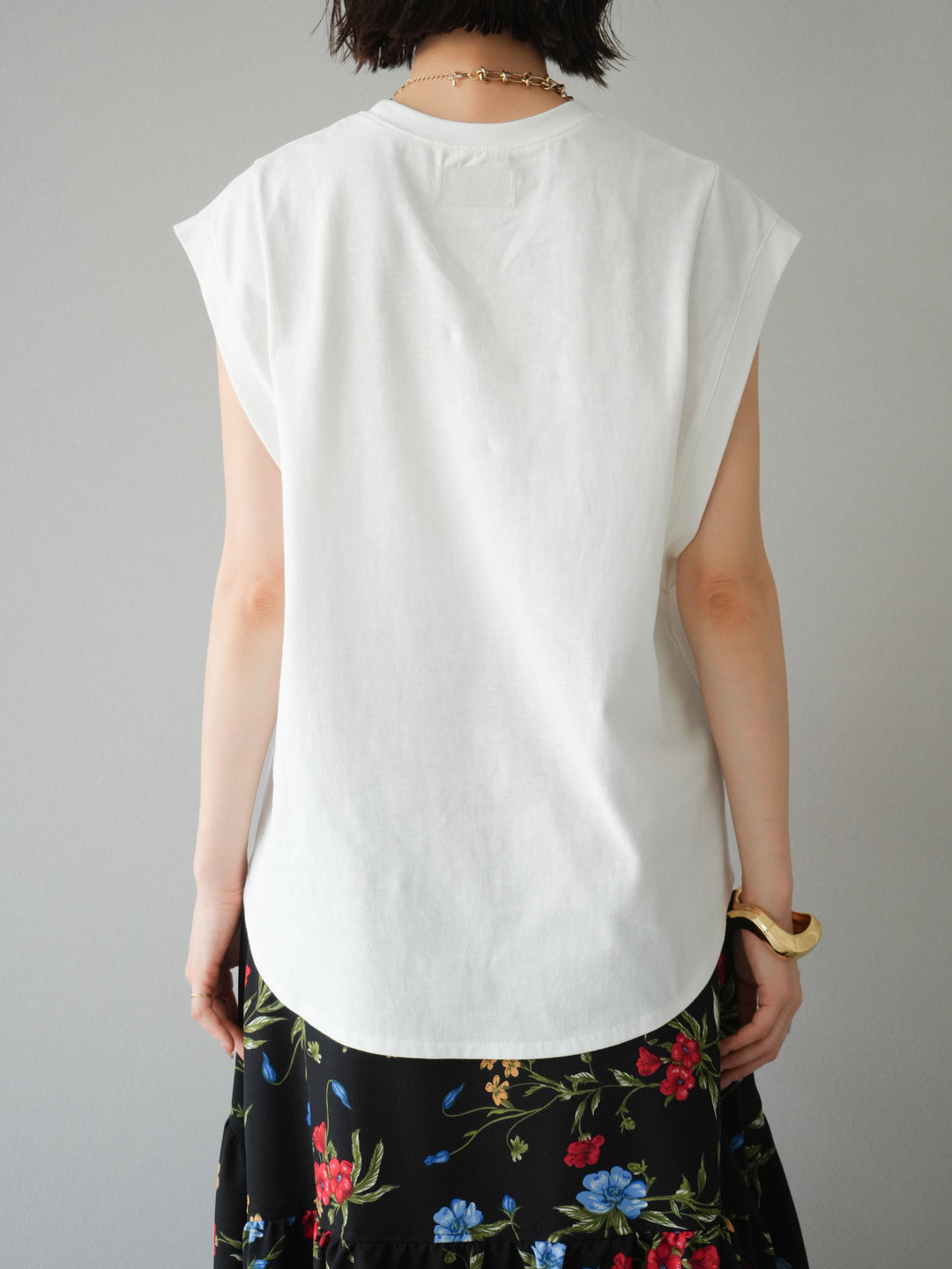 [預訂] 後標logo印花美國棉質T卹/米白色