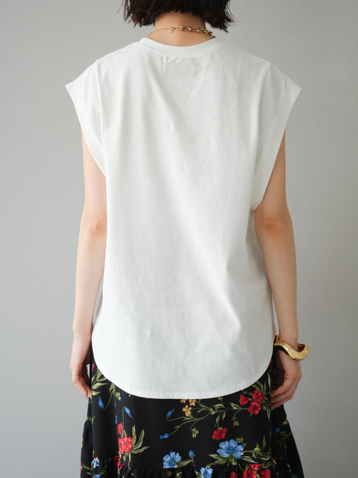 [預訂] 後標logo印花美國棉質T卹/米白色