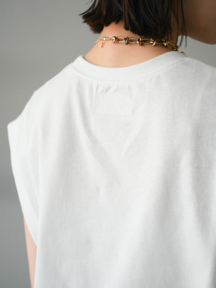 [預訂] 後標logo印花美國棉質T卹/米白色