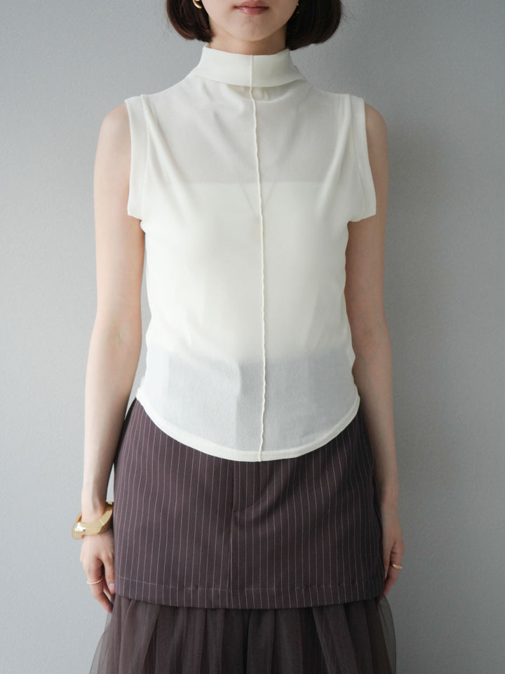 [予約]シアーベロアプチネックノースリーブトップス/アイボリー