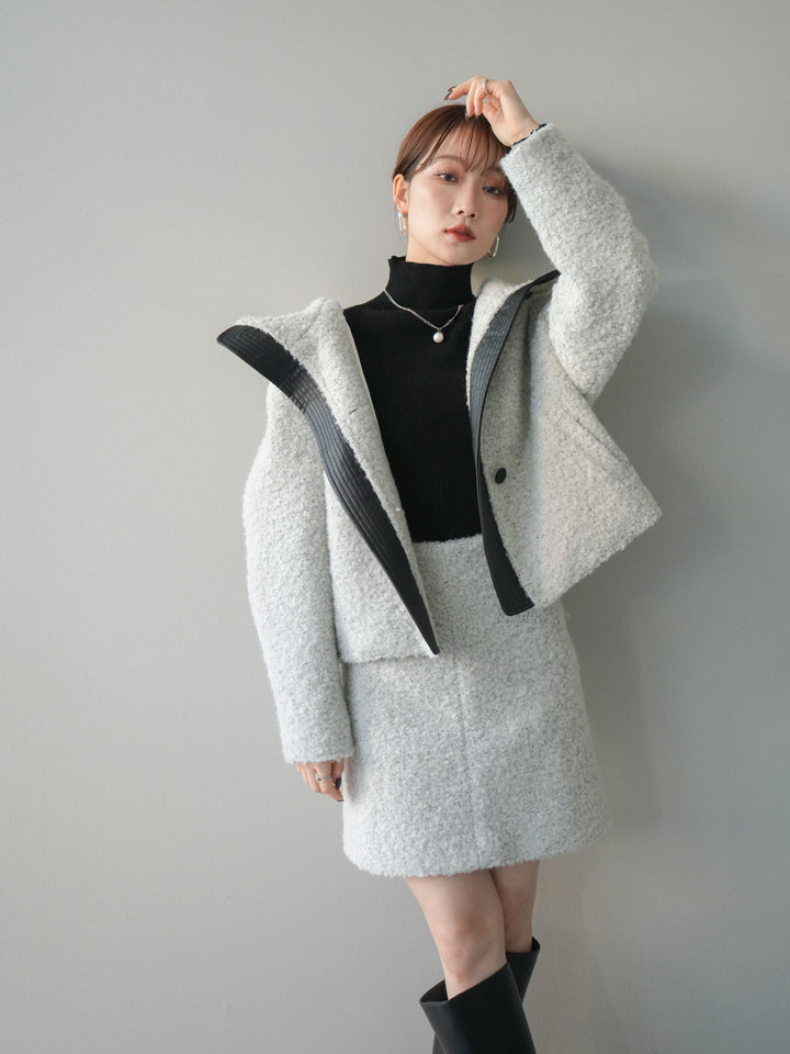 [SET]レザー切替ブークレブルゾン+選べるアクセセット(2set)