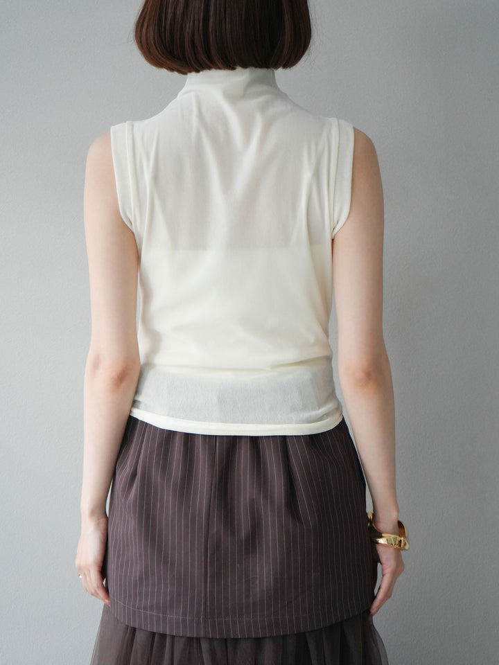 [予約]シアーベロアプチネックノースリーブトップス/アイボリー