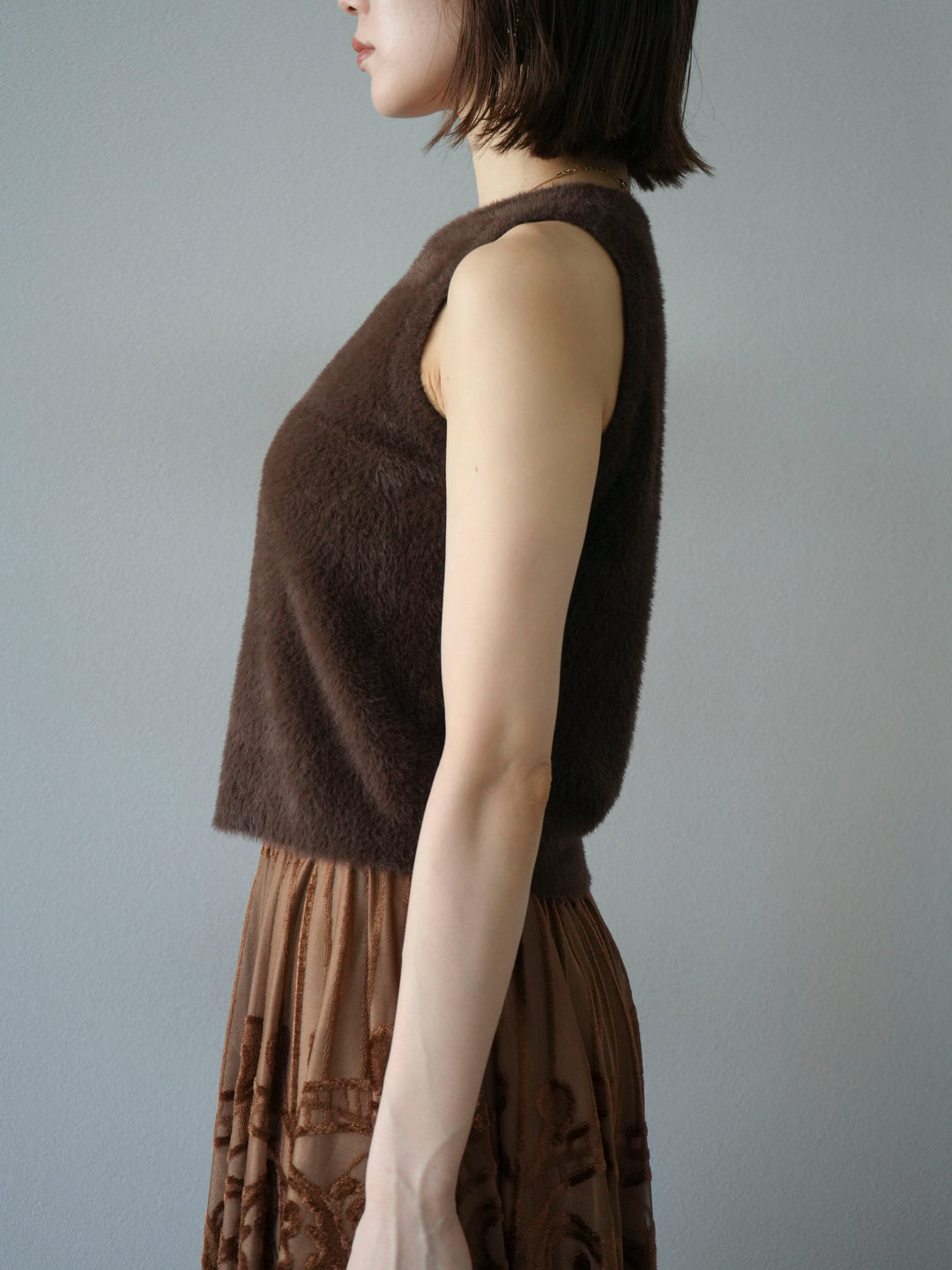 [予約]シャギーニットタンクトップ/ブラウン