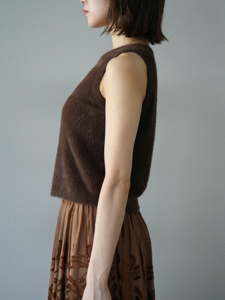 [予約]シャギーニットタンクトップ/ブラウン