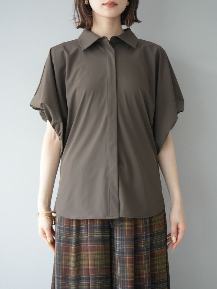 [予約]ICE TOUCHパフスリーブシャツ/ブラウン