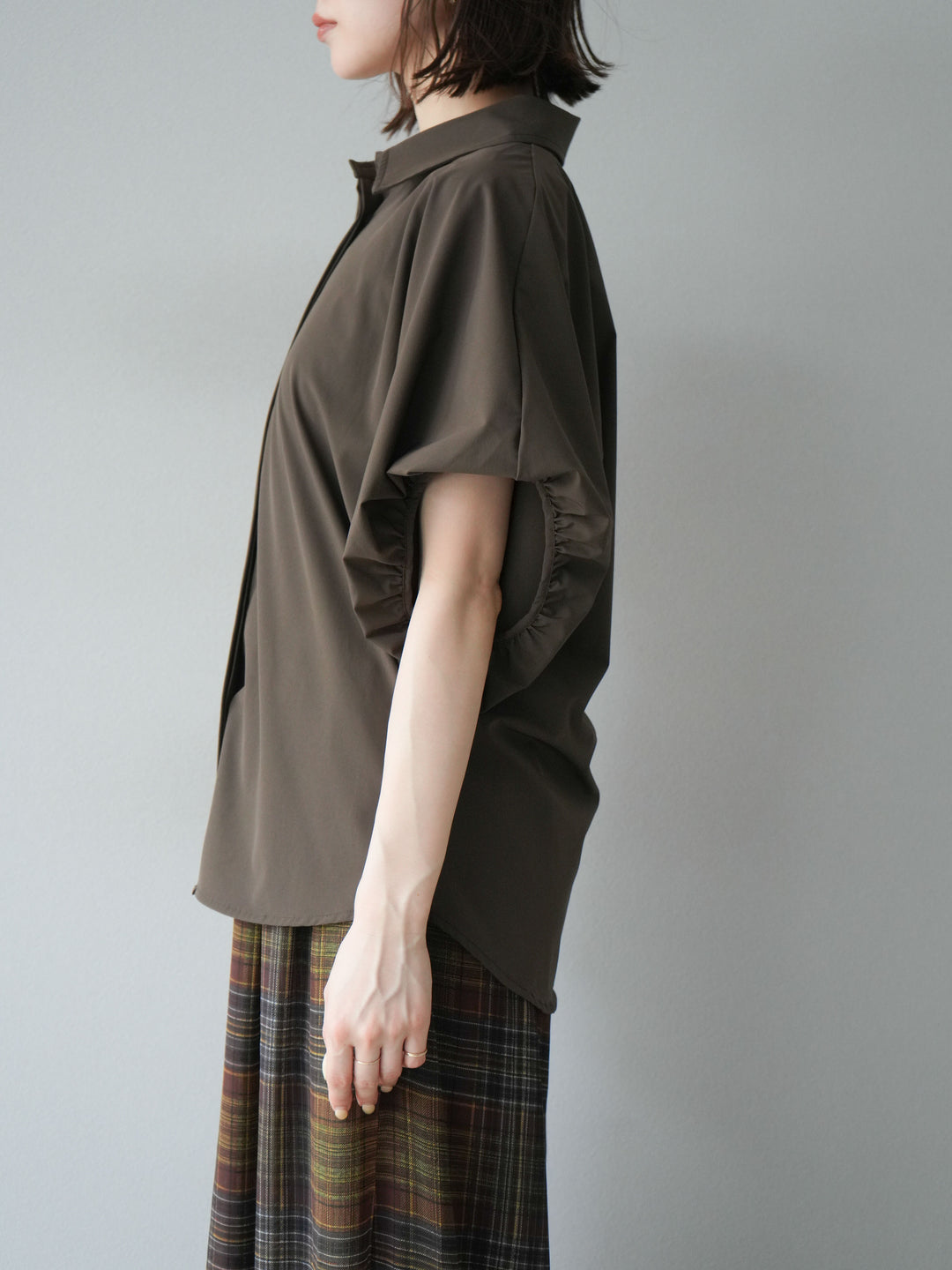 [予約]ICE TOUCHパフスリーブシャツ/ブラウン