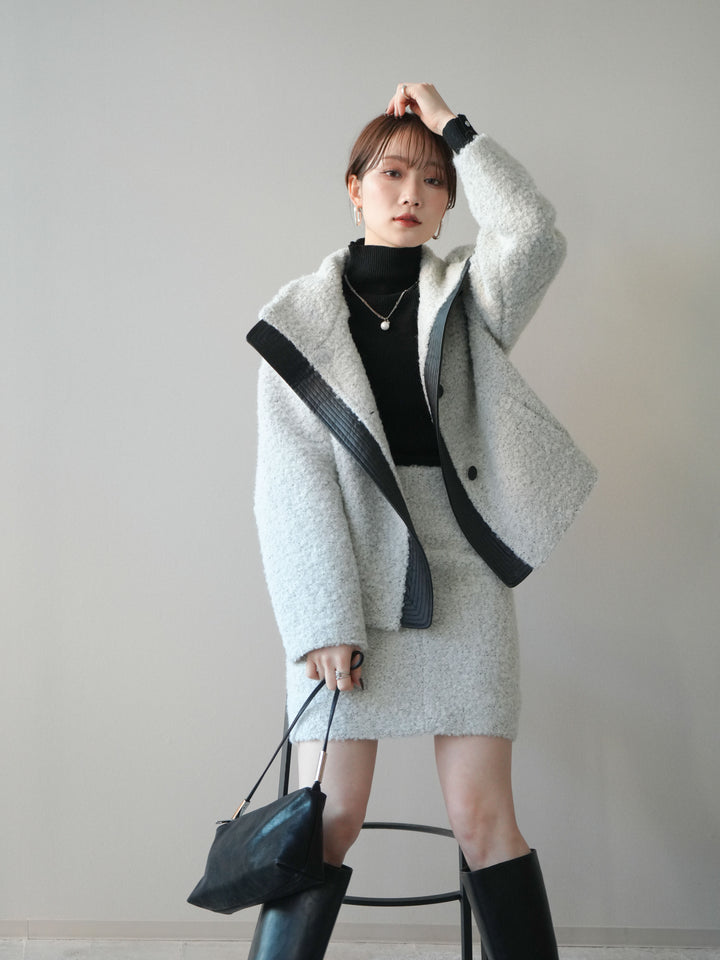 [予約]レザー切替ブークレブルゾン/gray