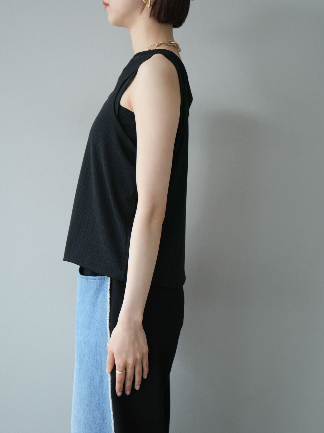 [予約]アイスタッチ2WAYデザインキャミタンク/ブラック