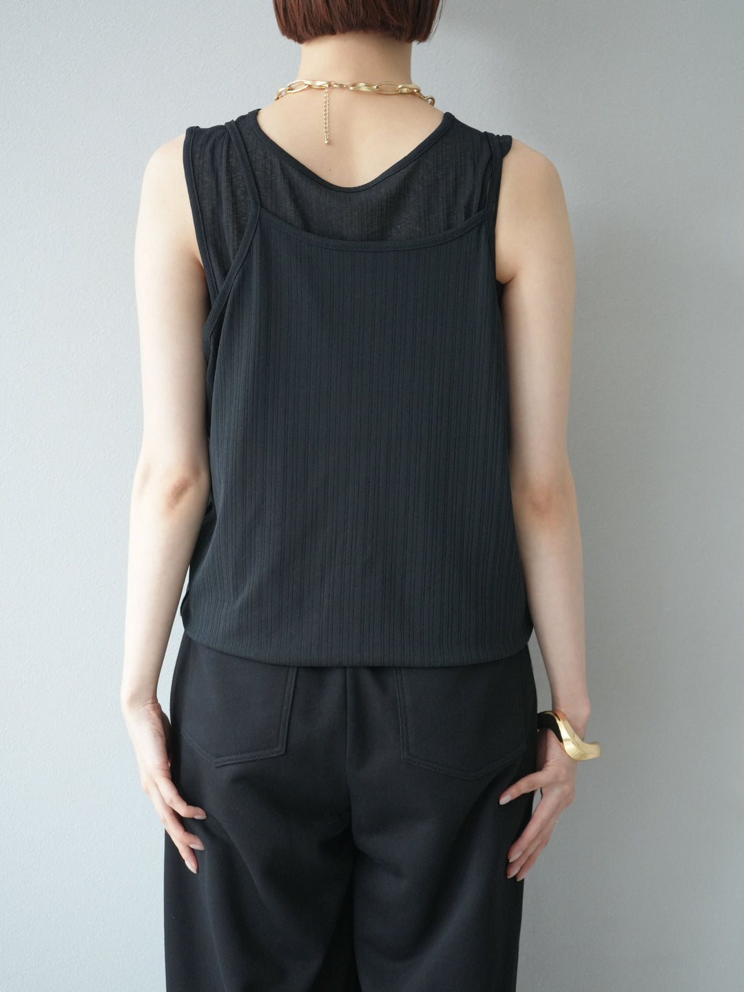 [予約]アイスタッチ2WAYデザインキャミタンク/ブラック