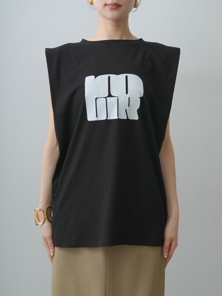 [予約]ショルダータックノースリーブオーバーTEE/black