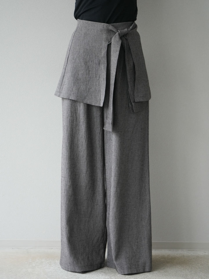 [SET]リネンタッチハーフシャツ＆ラップワイドパンツSET UP(2set)