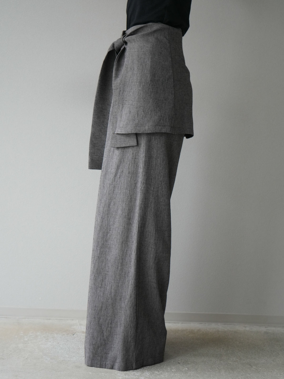 [SET]リネンタッチハーフシャツ＆ラップワイドパンツSET UP(2set)