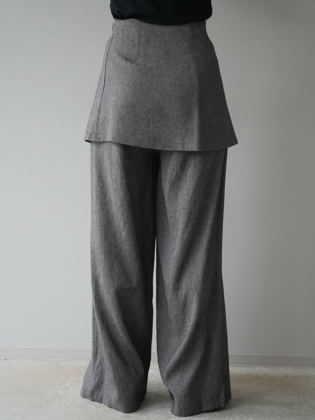 [SET]リネンタッチハーフシャツ＆ラップワイドパンツSET UP(2set)