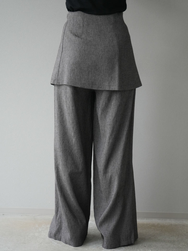 [SET]リネンタッチハーフシャツ＆ラップワイドパンツSET UP(2set)