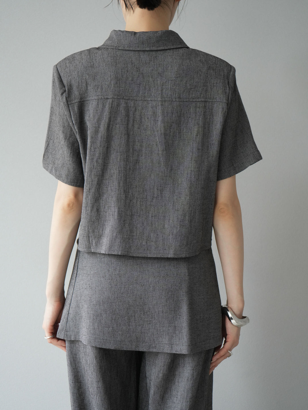 [SET]リネンタッチハーフシャツ＆ラップワイドパンツSET UP(2set)