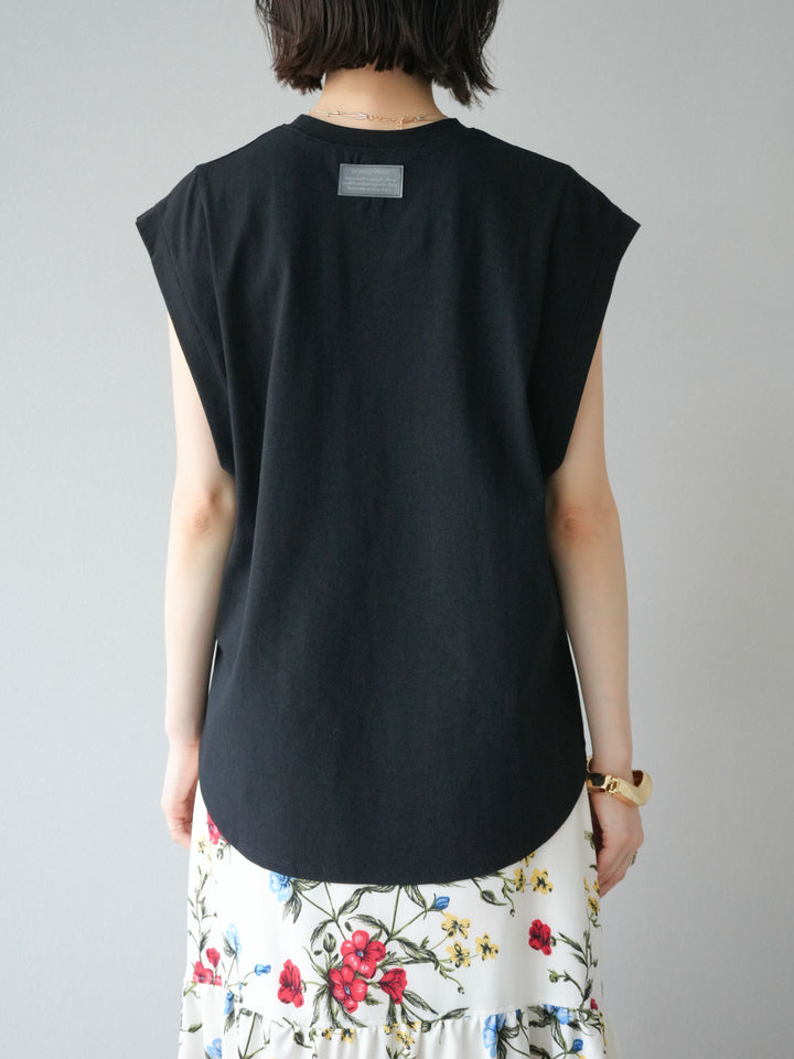 [預訂] 後標logo印花美國棉質T卹/黑色