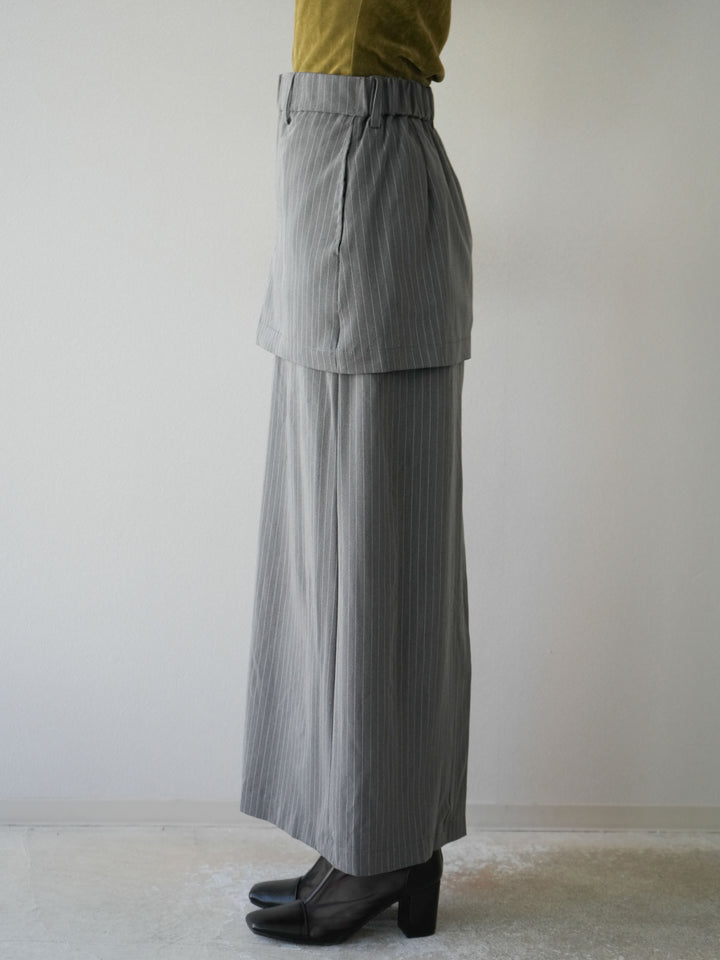 [予約]ストライプ切替チュールスカート/グレー